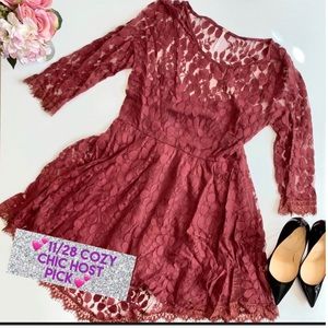 💕HP | Free People | Burgundy A-Line Dress | sz 12